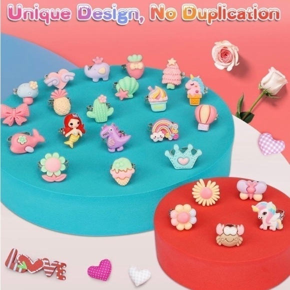 NWT-GIRLS JEWELRY-24 PIECE RING SET - Picture 2 of 7